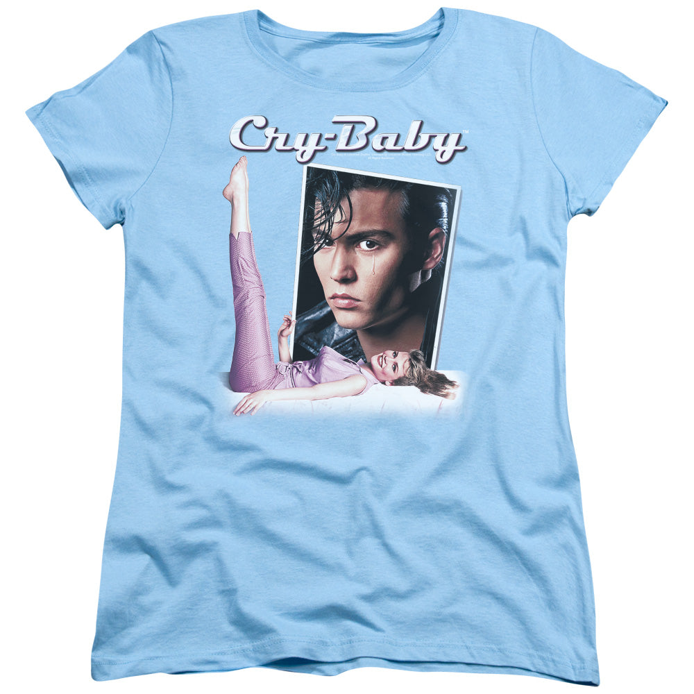 Cry Baby Title Womens T Shirt Light Blue