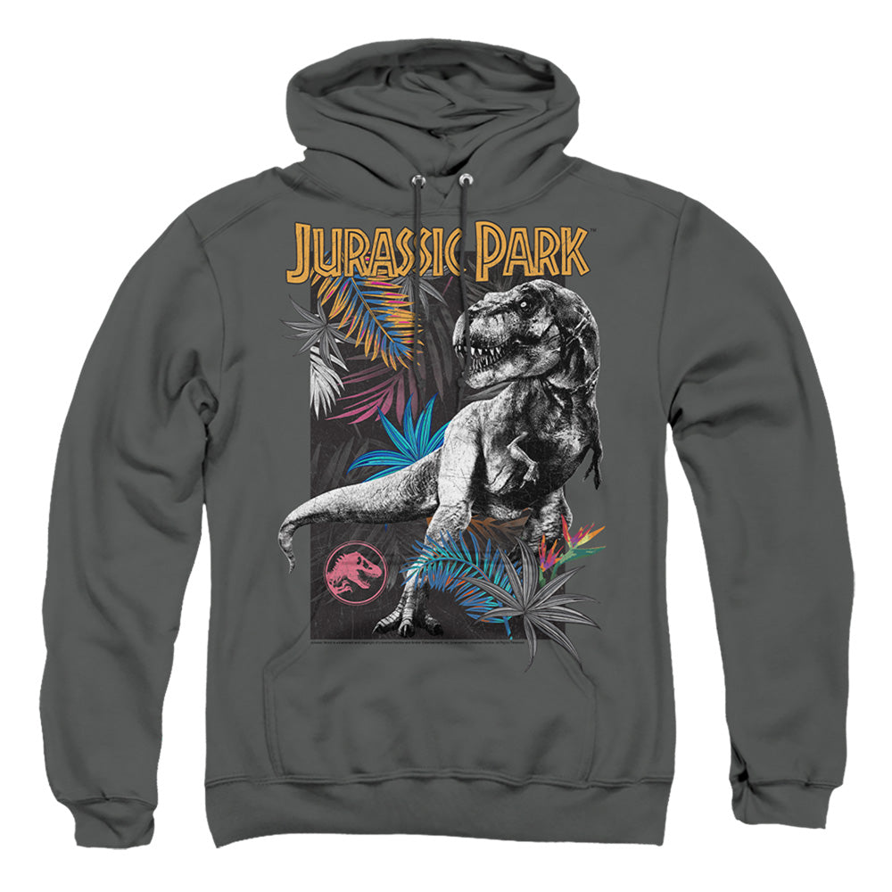 Jurassic Park Foliage Mens Hoodie Charcoal