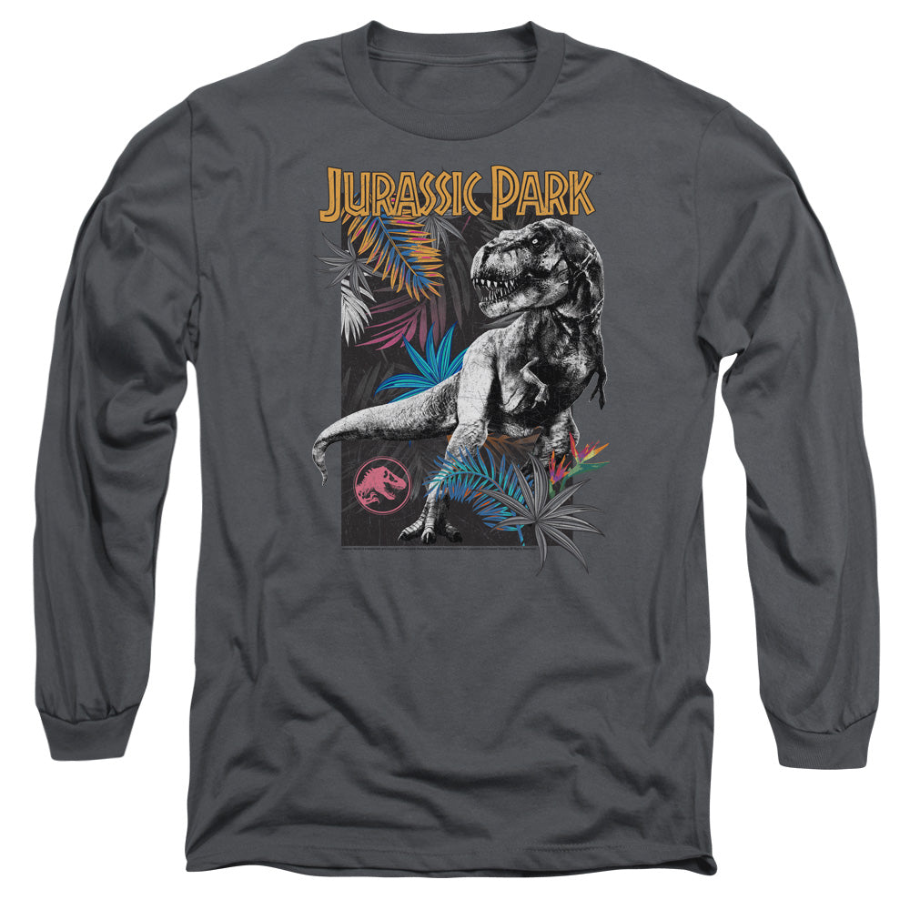 Jurassic Park Foliage Mens Long Sleeve Shirt Charcoal