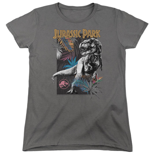 Jurassic Park Foliage Womens T Shirt Charcoal