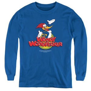 Woody Woodpecker Woody Long Sleeve Kids Youth T Shirt Royal Blue