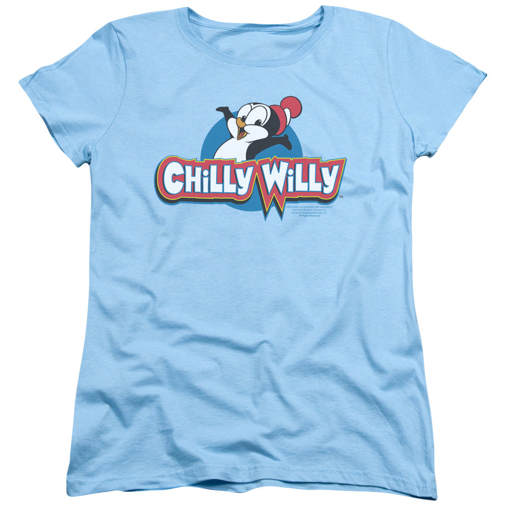 Chilly Willy Logo Womens T Shirt Light Blue