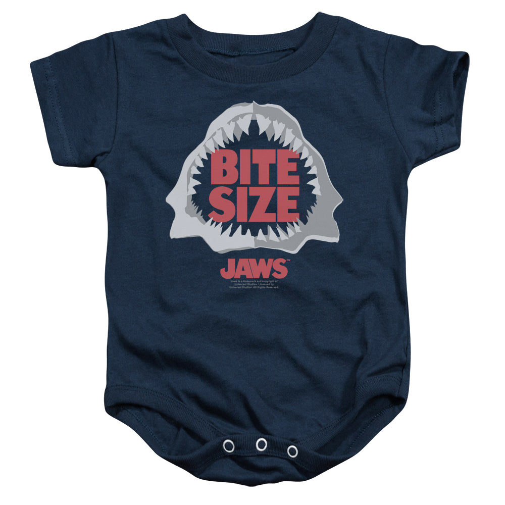 Jaws Bit Size Infant Baby Snapsuit Navy Blue