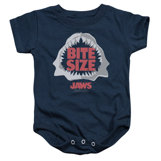 Jaws Bit Size Infant Baby Snapsuit Navy Blue