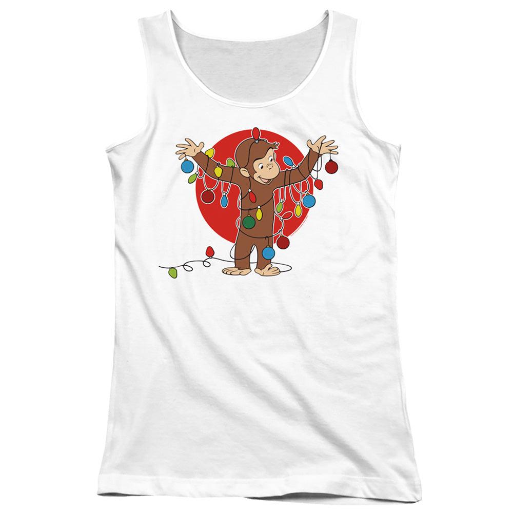 Curious George Lights Womens Tank Top Shirt White