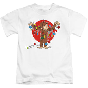 Curious George Lights Juvenile Kids Youth T Shirt White