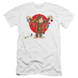 Curious George Lights Slim Fit Mens T Shirt White