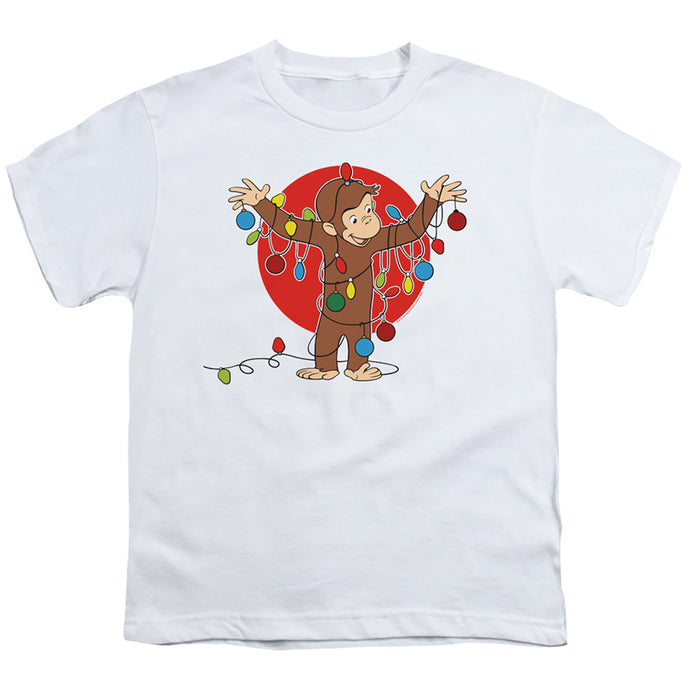 Curious George Lights Kids Youth T Shirt White