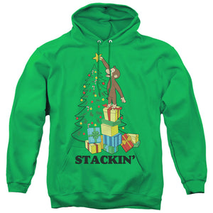 Curious George Stackin Mens Hoodie Kelly Green