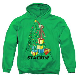 Curious George Stackin Mens Hoodie Kelly Green