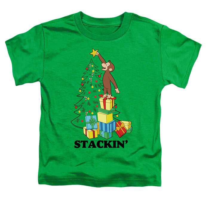 Curious George Stackin Toddler Kids Youth T Shirt Kelly Green