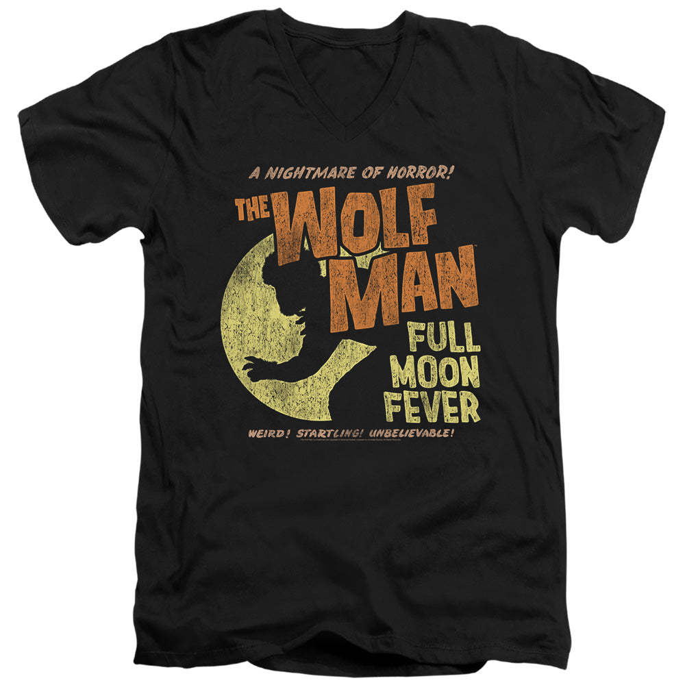 Universal Monsters Full Moon Fever Mens Slim Fit V-Neck T Shirt Black