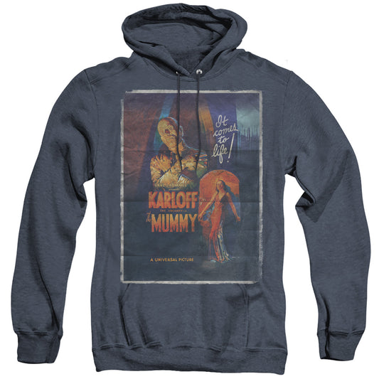Universal Monsters Mummy One Sheet Heather Mens Hoodie Navy Blue