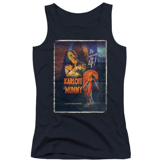 Universal Monsters Mummy One Sheet Womens Tank Top Shirt Navy Blue