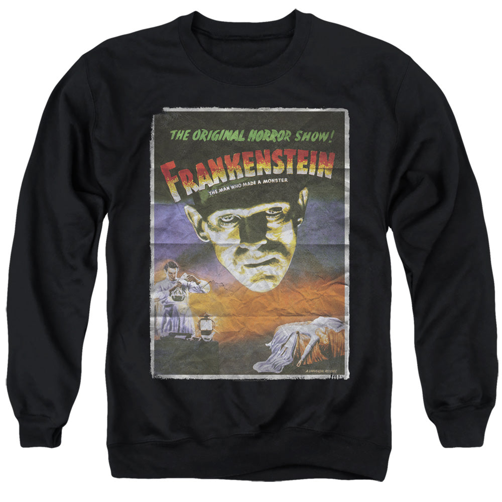 Universal Monsters Frankenstein One Sheet Mens Crewneck Sweatshirt Black