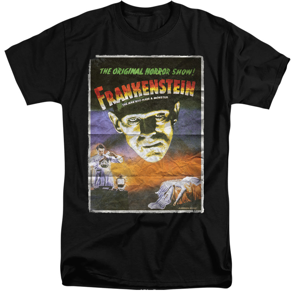 Universal Monsters Frankenstein One Sheet Mens Tall T Shirt Black
