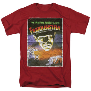Universal Monsters Frankenstein One Sheet Mens T Shirt Cardinal