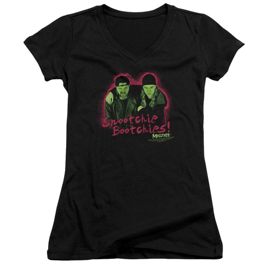 Mallrats Snootchie Bootchies Junior Sheer Cap Sleeve V-Neck Womens T Shirt Black