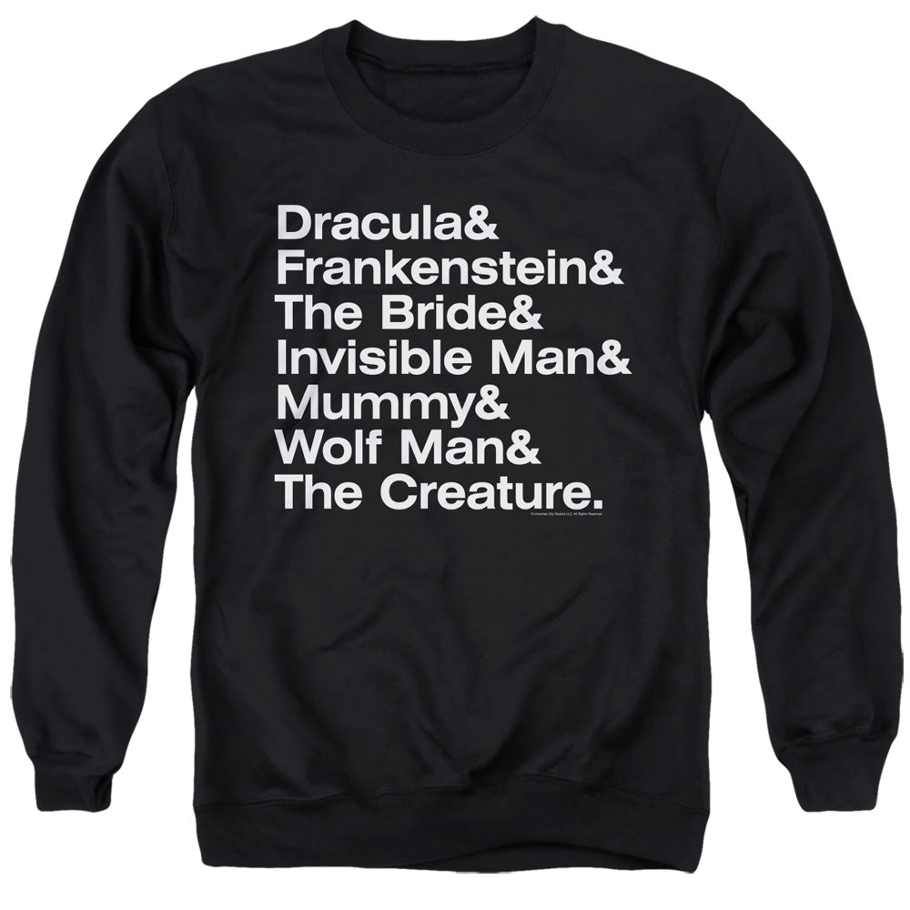 Universal Monsters Ampersand Monsters Mens Crewneck Sweatshirt Black