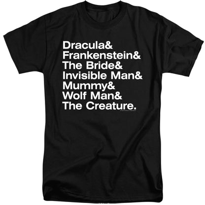 Universal Monsters Ampersand Monsters Mens Tall T Shirt Black Officially Licensed