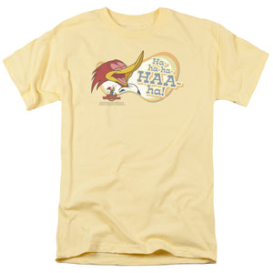Woody Woodpecker Famous Laugh Mens T Shirt Yellow