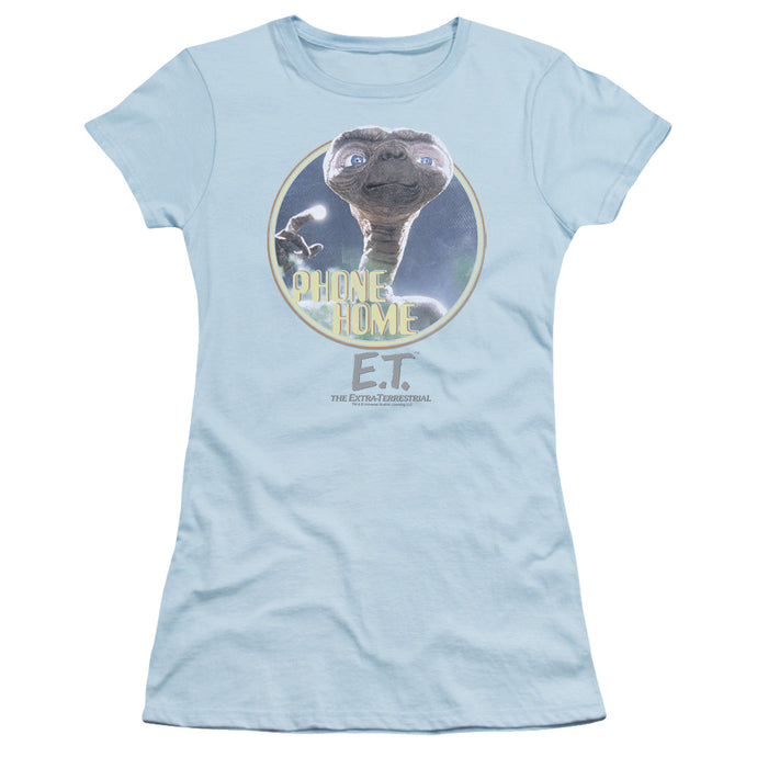 ET the Extra Terrestrial Phone Home Junior Sheer Cap Sleeve Womens T Shirt Light Blue