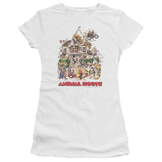 Animal House Poster Art Junior Sheer Cap Sleeve Womens T Shirt White