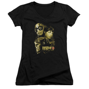 Hellboy II Ungodly Creatures Junior Sheer Cap Sleeve V-Neck Womens T Shirt Black