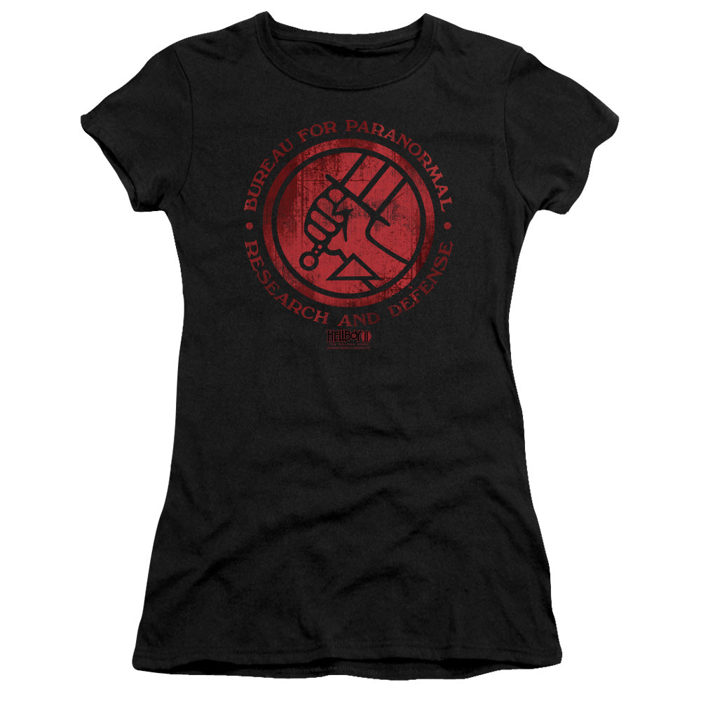 Hellboy II Bprd Logo Junior Sheer Cap Sleeve Womens T Shirt Black