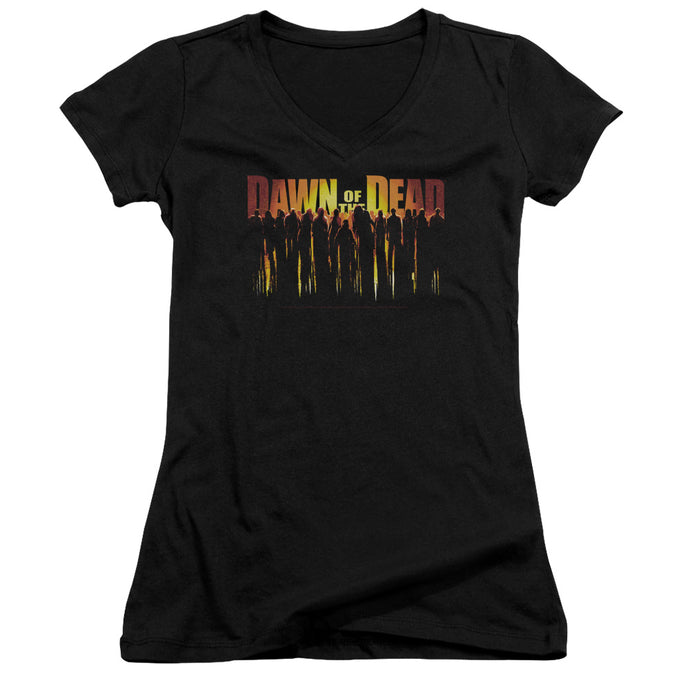 Dawn Of The Dead Walking Dead Junior Sheer Cap Sleeve V-Neck Womens T Shirt Black