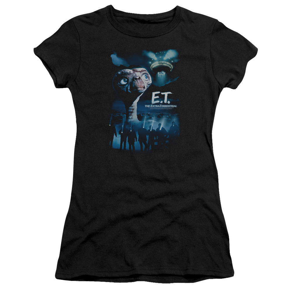 ET the Extra Terrestrial Going Home Junior Sheer Cap Sleeve Womens T Shirt Black