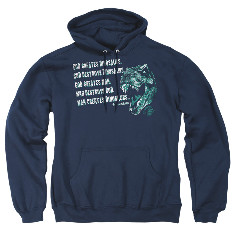 Jurassic Park God Creates Dinosaurs Mens Hoodie Navy