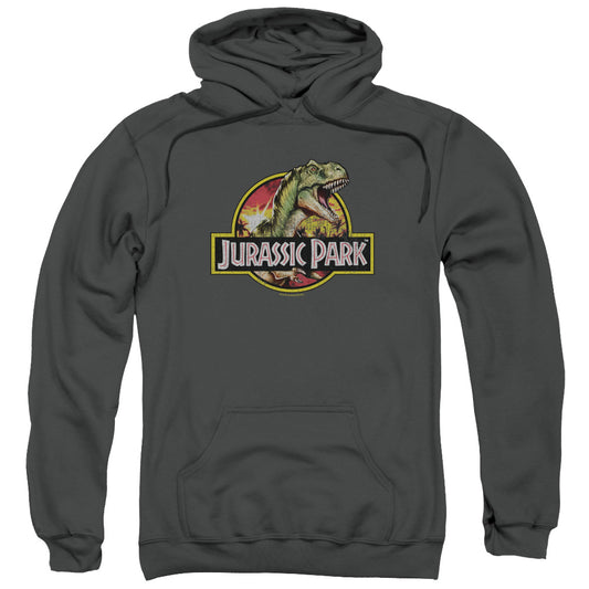 Jurassic Park Retro Rex Mens Hoodie Charcoal