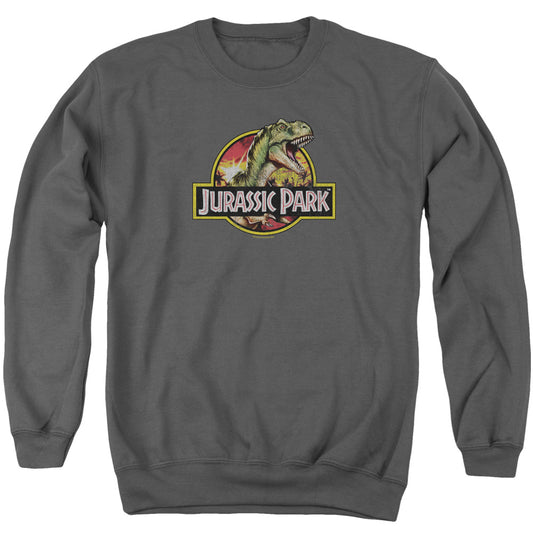 Jurassic Park Retro Rex Mens Crewneck Sweatshirt Charcoal