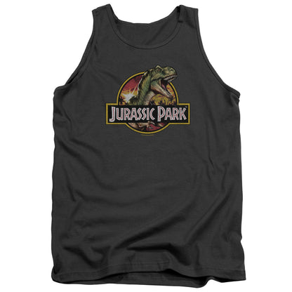 Jurassic Park Retro Rex Mens Tank Top Shirt Charcoal