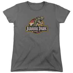 Jurassic Park Retro Rex Womens T Shirt Charcoal