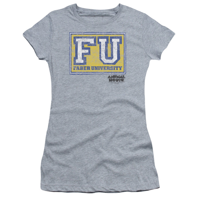 Animal House Faber University Junior Sheer Cap Sleeve Womens T Shirt Athletic Heather
