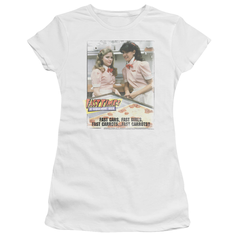 Fast Times at Ridgemont High Fast Carrots Junior Sheer Cap Sleeve Womens T Shirt White