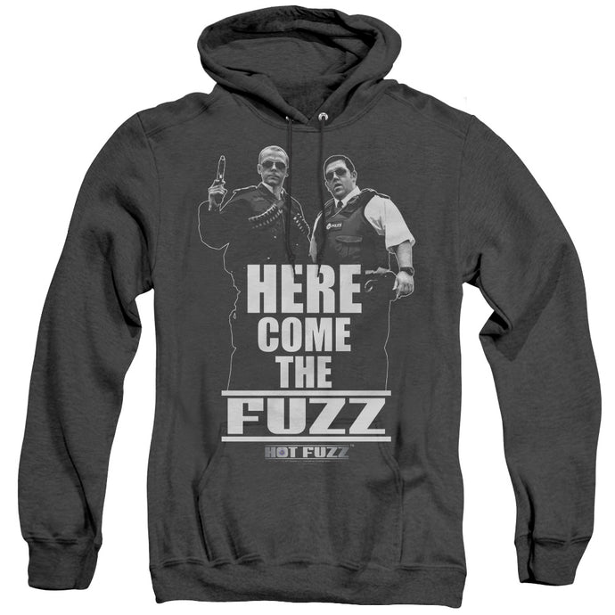 Hot Fuzz Here Come The Fuzz Heather Mens Hoodie Black