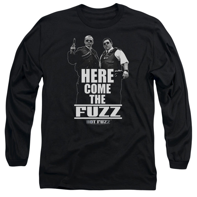 Hot Fuzz Here Come The Fuzz Mens Long Sleeve Shirt Black