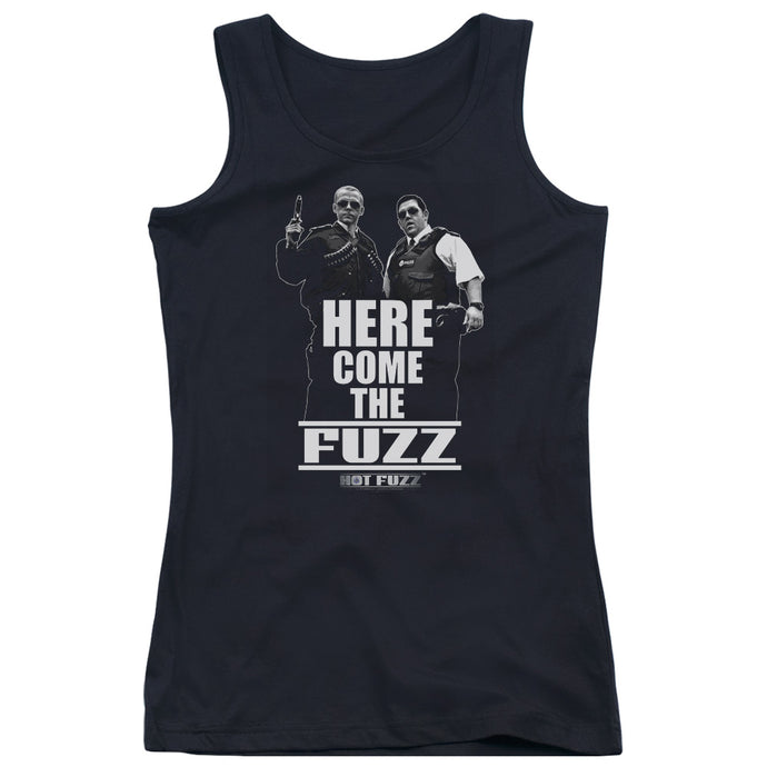 Hot Fuzz Here Come The Fuzz Womens Tank Top Shirt Black