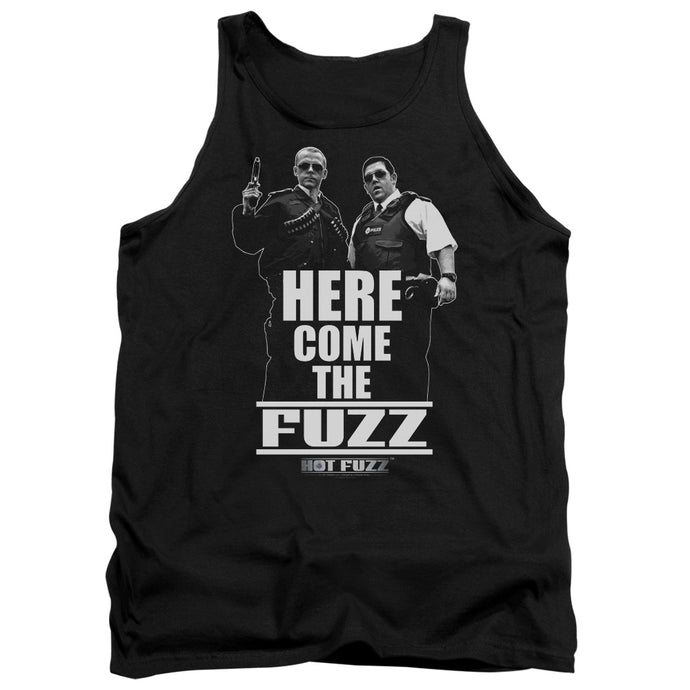 Hot Fuzz Here Come The Fuzz Mens Tank Top Shirt Black