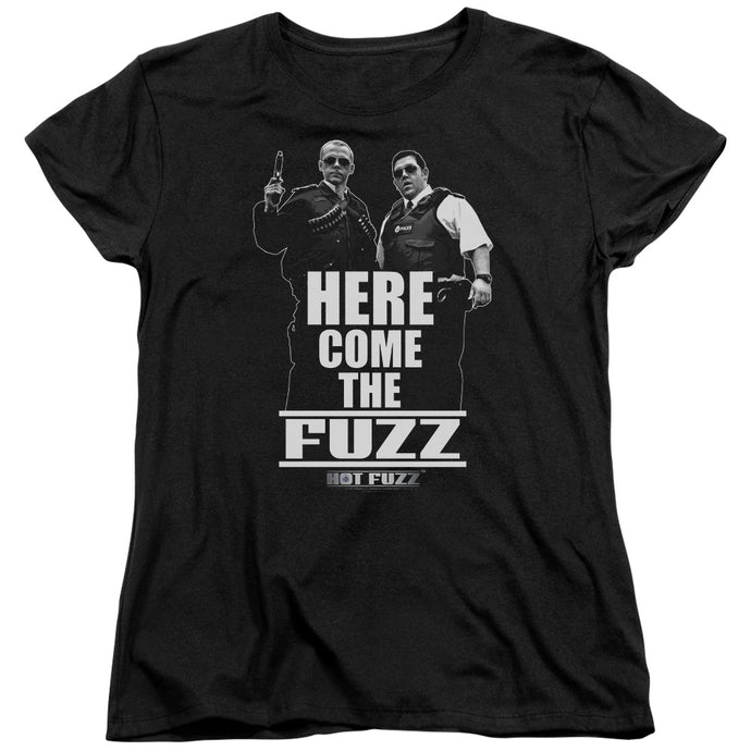 Hot Fuzz Here Come The Fuzz Womens T Shirt Black
