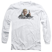 Load image into Gallery viewer, Hot Fuzz Just Got Real Mens Long Sleeve Shirt White