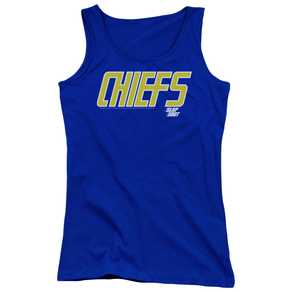 Slap Shot Chiefs Logo Womens Tank Top Shirt Royal Blue