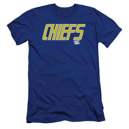 Slap Shot Chiefs Logo Premium Bella Canvas Slim Fit Mens T Shirt Royal Blue