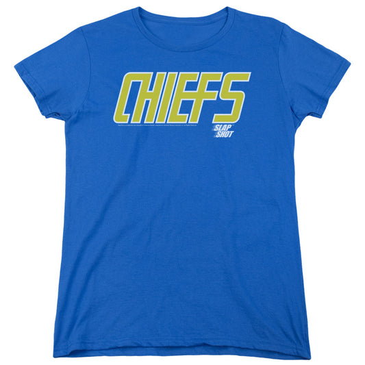 Slap Shot Chiefs Logo Womens T Shirt Royal Blue