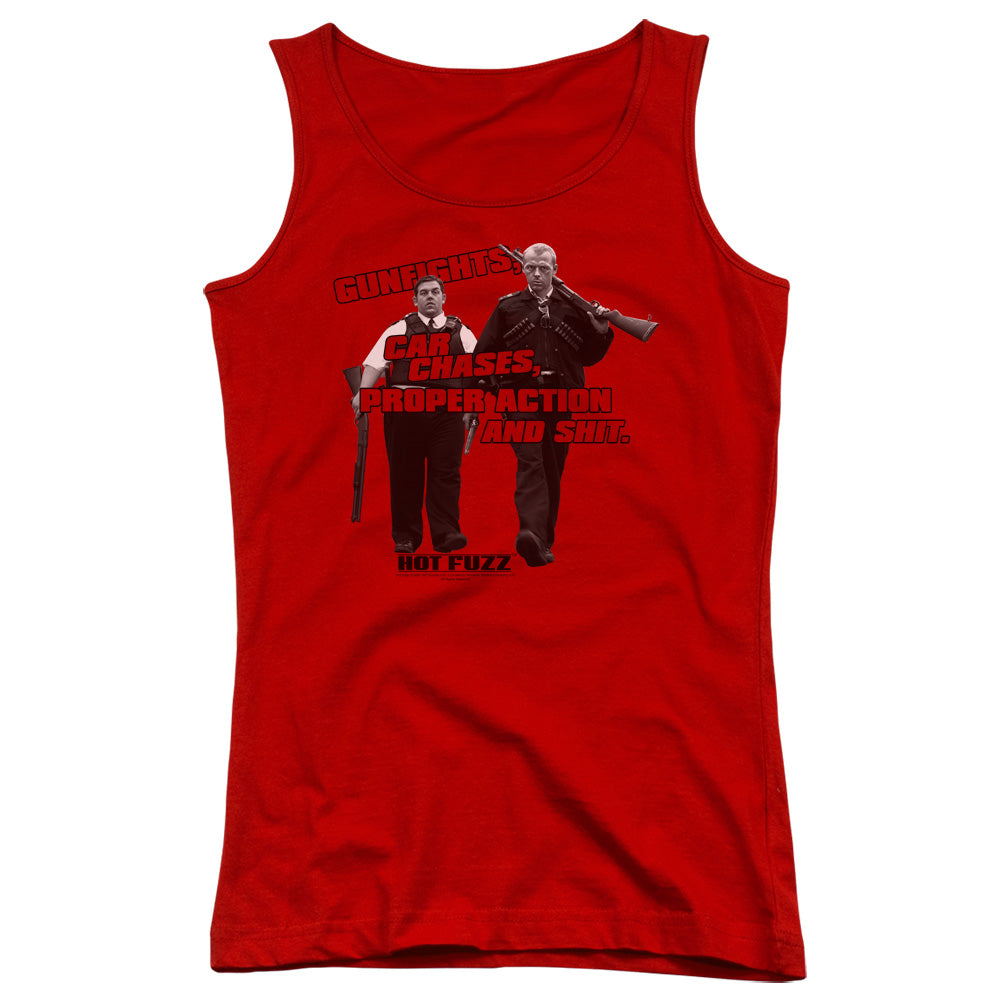 Hot Fuzz Days Work Womens Tank Top Shirt Red