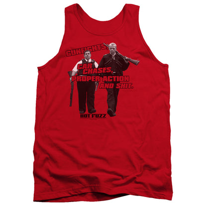 Hot Fuzz Days Work Mens Tank Top Shirt Red