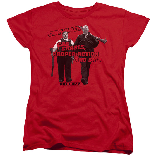 Hot Fuzz Days Work Womens T Shirt Red